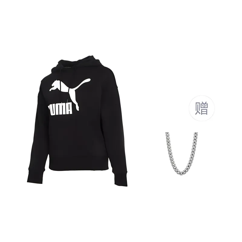 PUMA Sweatshirts Women's Black+Comes With Necklace-0