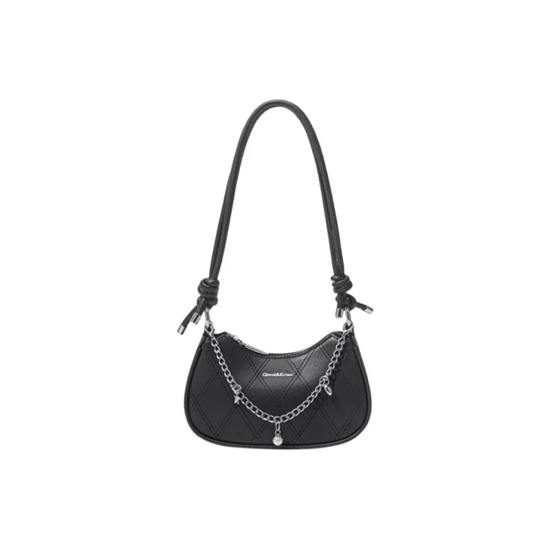 CinvaiKrose Synthetic Leather Crescent Bag Shoulder Bag Trumpets Women's Cream White/Black-4