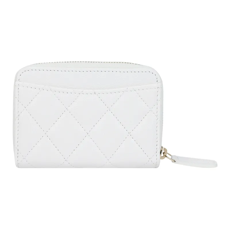 CHANEL Smooth Lambskin Coin Purse Mini Women's White-2
