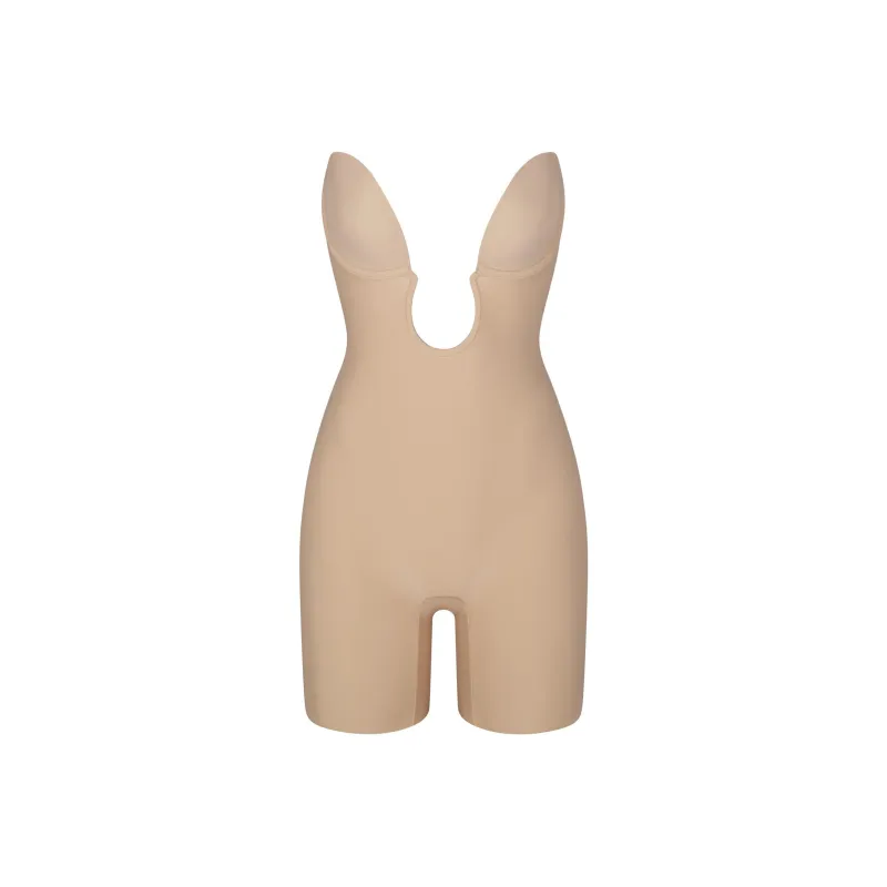 SKIMS DEEP PLUNGE SHAPEWEAR MID THIGH BODYSUIT Bodysuits Women's CLAY/Clay-0