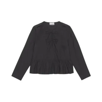 GANNI Bow fastening Organic Cotton Blouse