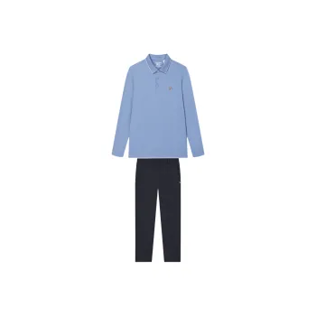 FILA Casual Sportswear Men Clothing Sets Matte Blue Polo Shirt+Legend Blue Pants