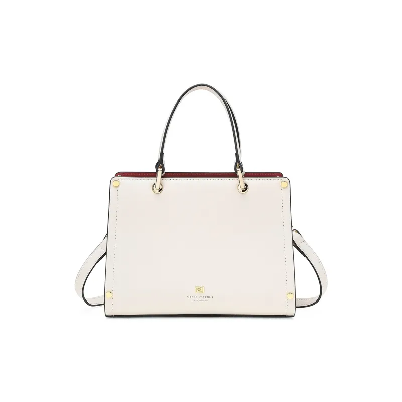 PIERRE CARDIN Cow Leather With Synthetic Leather Shoulder Bag, Crossbody Bag, Handbag Women's Ecru-0