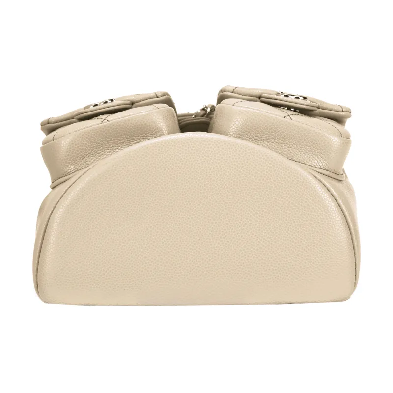 CHANEL Cow Leather Backpack Women's Gray-3