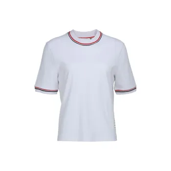 THOM BROWNE Stripe trim Detail T shirt