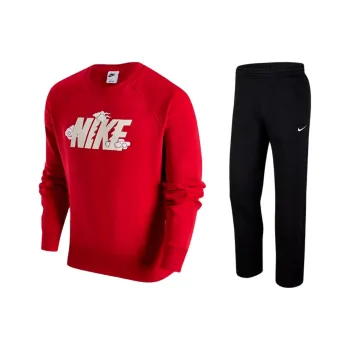 Nike Casual Sportswear Men Set University Red Top+Black Pants