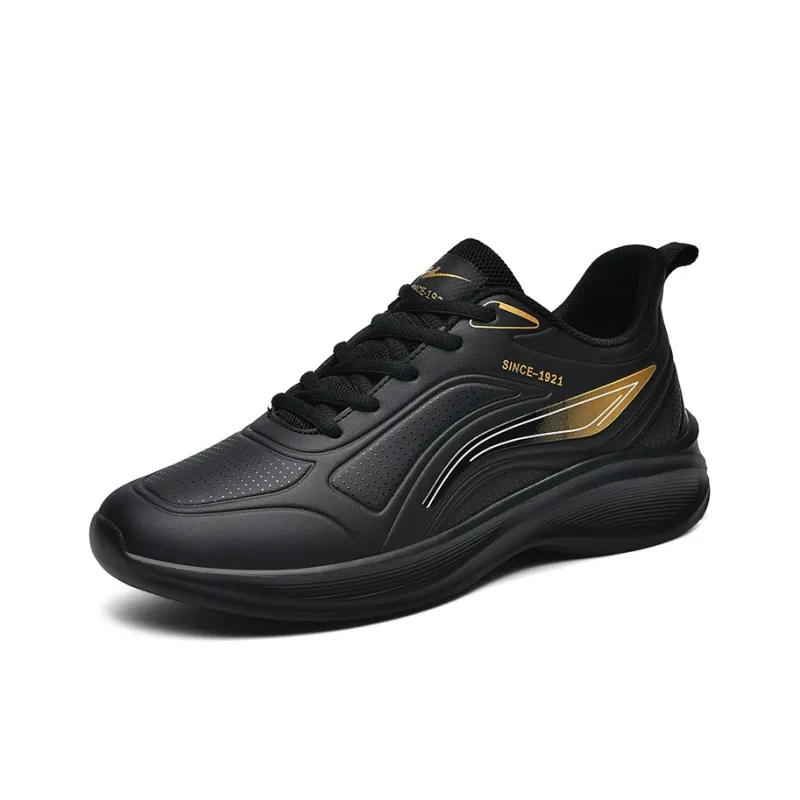 Binary Cushioning Lightweight Low Top Casual City Commute Training Running Shoes Men's Black Gold-1