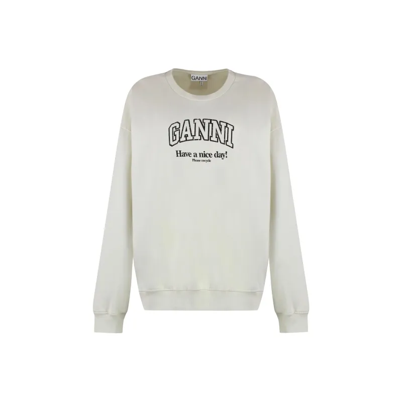 GANNI Logo Printed Crewneck Sweatshirt-0