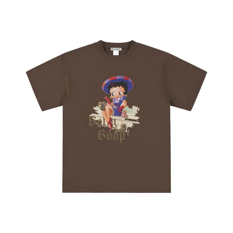 BETTY BOOP Drop Shoulder Sleeve T Shirt Women's-0