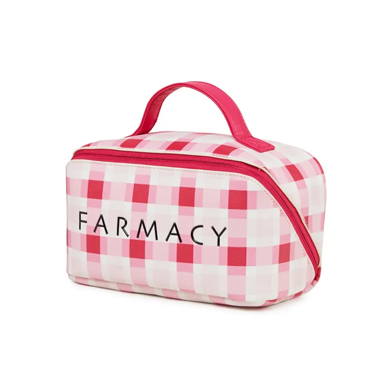 Farmacy PU Makeup Bag Large Size Women's Pink/Black/White-3