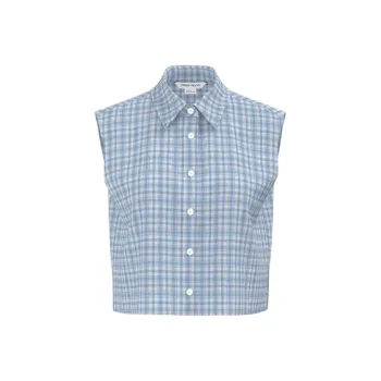URBAN REVIVO Shirt Women's Sky Blue Plaid
