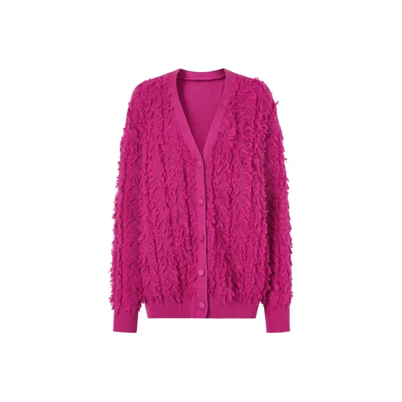 JZ Juzui Long Sleeved Knitwear Women's Peach Red-0