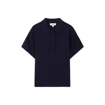 COS Polo Shirt Women's Deep Navy Blue
