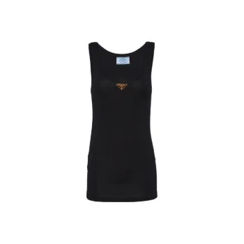 PRADA Enamel Logo Plaque Tank Top Black