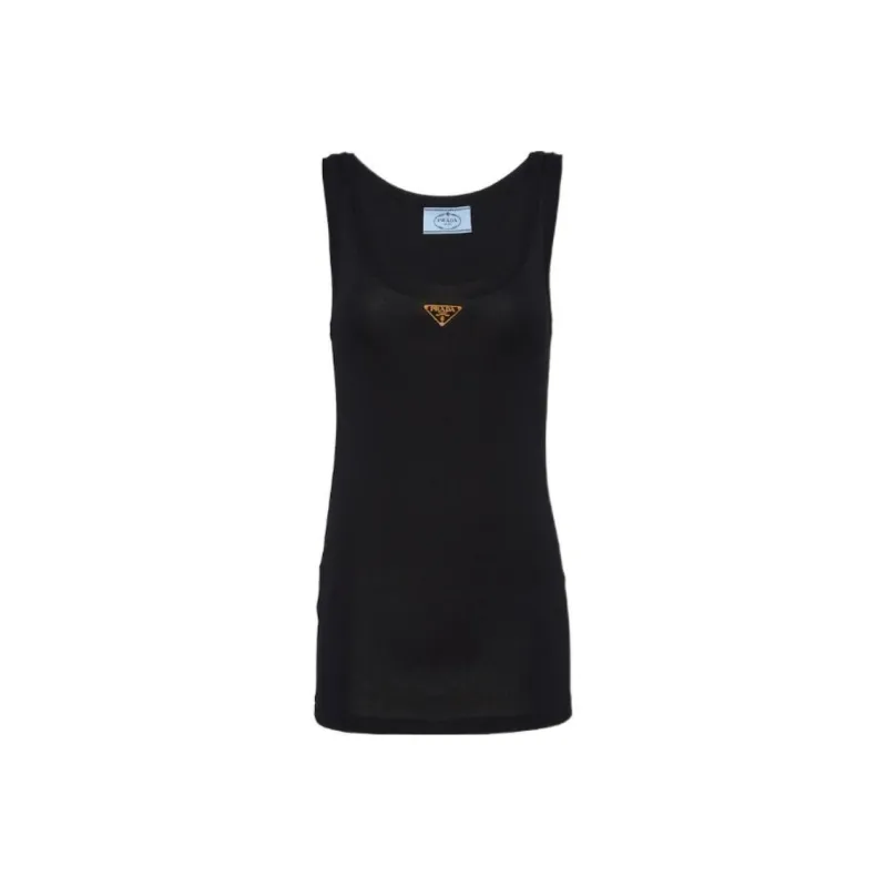 PRADA Enamel Logo Plaque Tank Top Black-0
