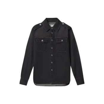 MICHAEL KORS Buttoned Curved Hem Denim Shirt