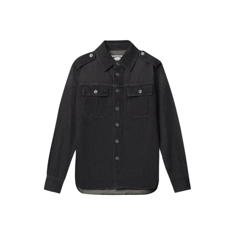 MICHAEL KORS Buttoned Curved Hem Denim Shirt-0