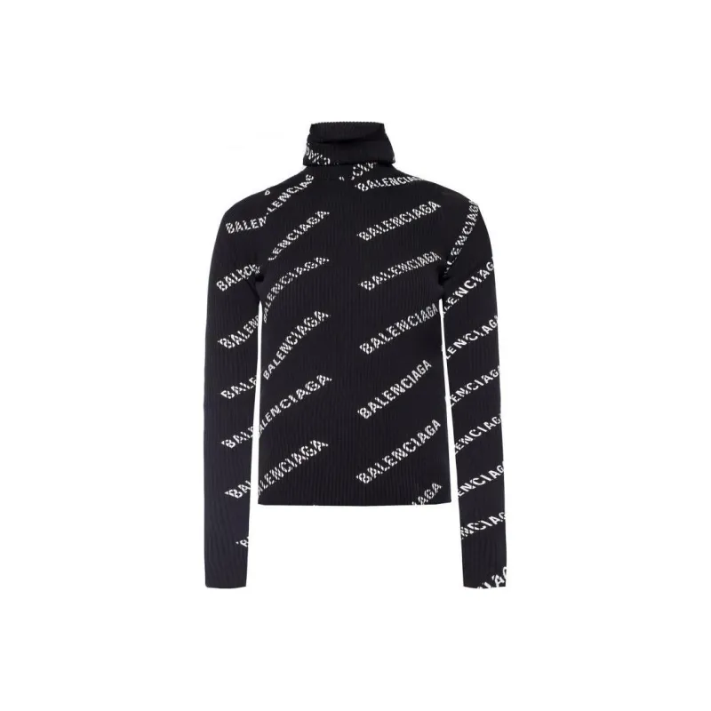Balenciaga All Over Logo Turtleneck 'Black'-0