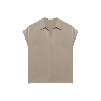 ARITZIA Babaton Parkway Satin Shirt Shirt Women's Nomad Taupe/Nomad Gray Umber