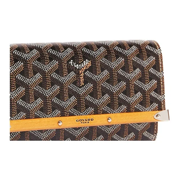 GOYARD MONTE-CARLO Canvas With Leather Clutches Crossbody Bags Mini Women's Black/Brown-4