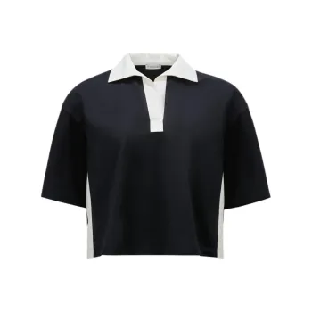 Moncler Logo Patch Cropped Polo Shirt
