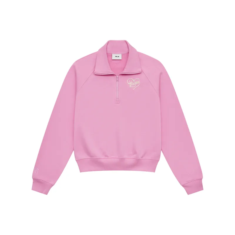 MLB New York Yankees Heart 24FW Sweatshirt Women's Pink-0