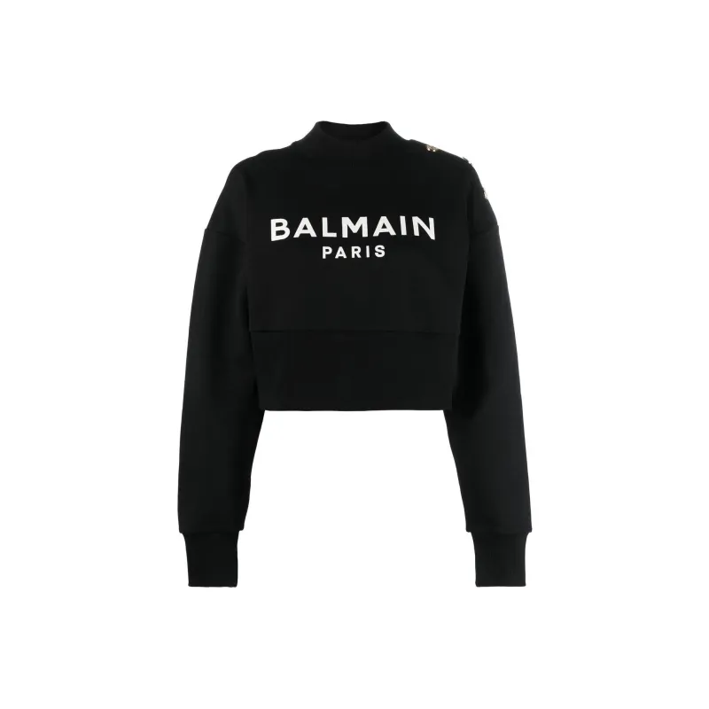 BALMAIN Logo Printed Cropped Sweatshirt-0