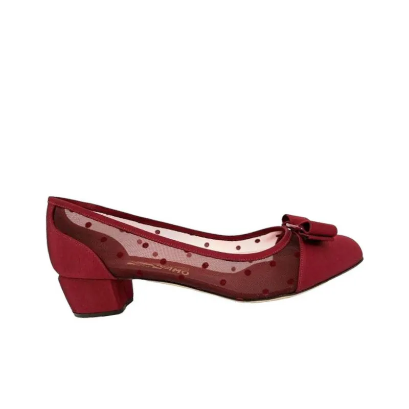 FERRAGAMO Chunky Heel High Heels 3cm Women's Red-2