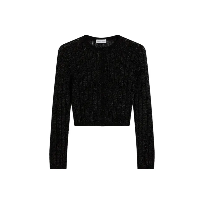SCANLAN THEODORE Metallic Knit Crop Cardigan Knitwear Women's BLACK/Black-0