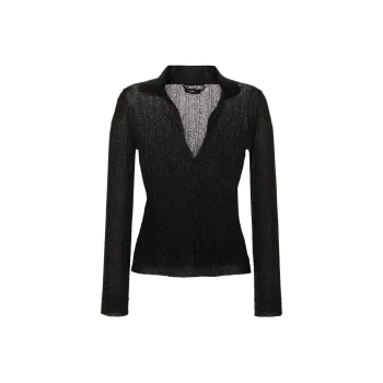 TOM FORD Metallic threading Knitted Polo Shirt