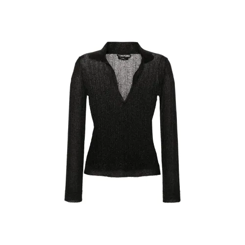 TOM FORD Metallic threading Knitted Polo Shirt