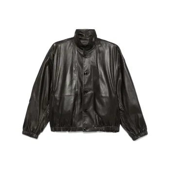 Lemaire Stand Collar Leather Blouson 'Dark Espresso'