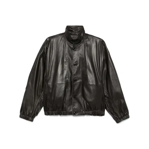 Lemaire Stand Collar Leather Blouson 'Dark Espresso'