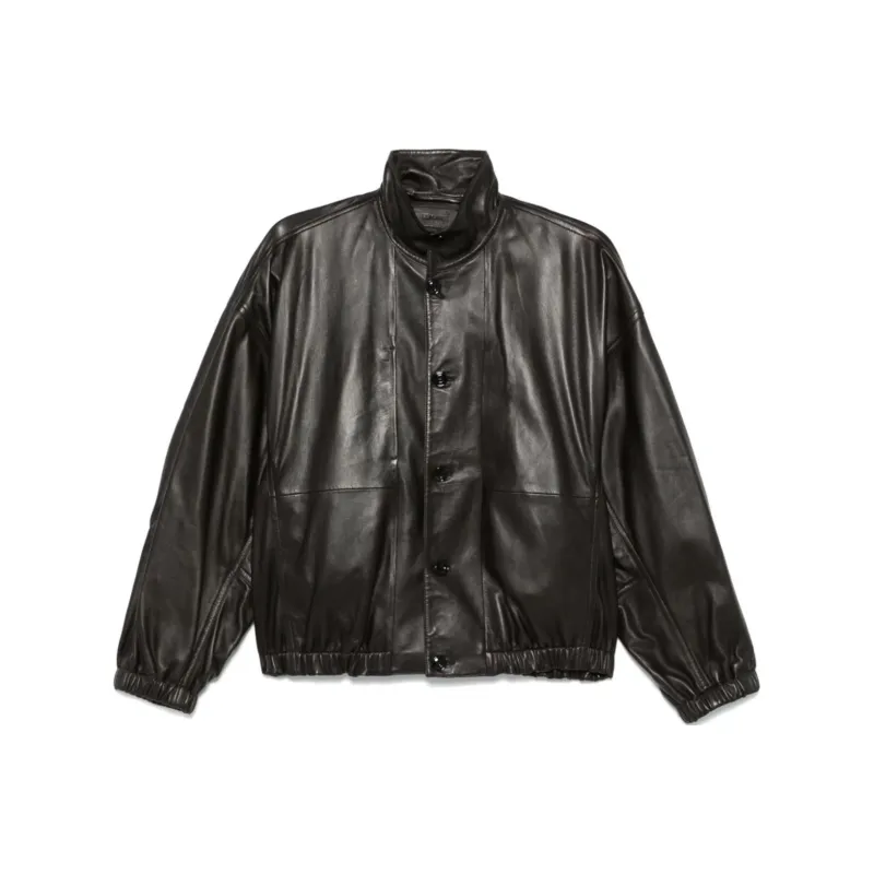 Lemaire Stand Collar Leather Blouson 'Dark Espresso'-0