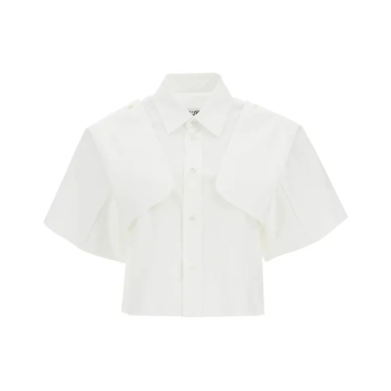 MM6 Maison Margiela Wide Sleeved Cropped Shirt-0