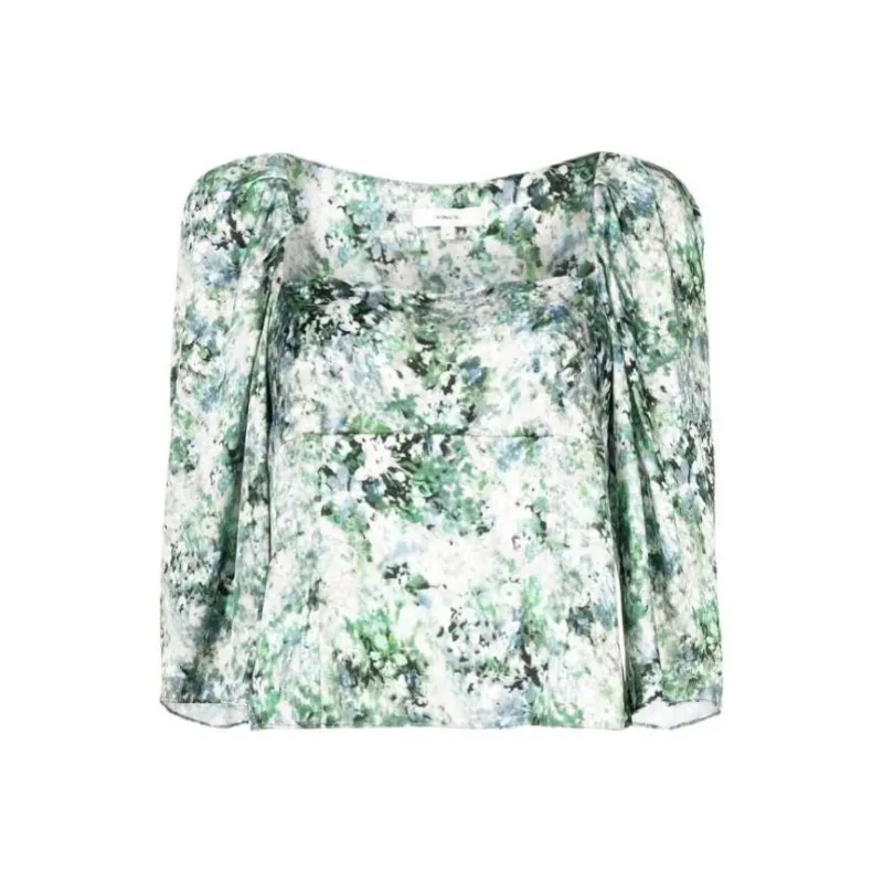 VINCE Floral print Square neck Blouse-0