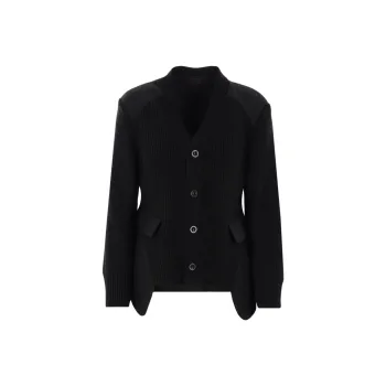 Sacai Chalk Stripe X Knit Cardigan 'Black'