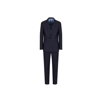GIORGIO ARMANI Soho Line Double breasted Pinstriped Suit In Virgin Wool