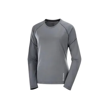 SALOMON CROSS RUN Raglan Sleeve T-Shirt Women's Pitch Black/Obsidian