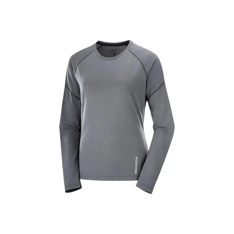 SALOMON CROSS RUN Raglan Sleeve T-Shirt Women's Pitch Black/Obsidian-0