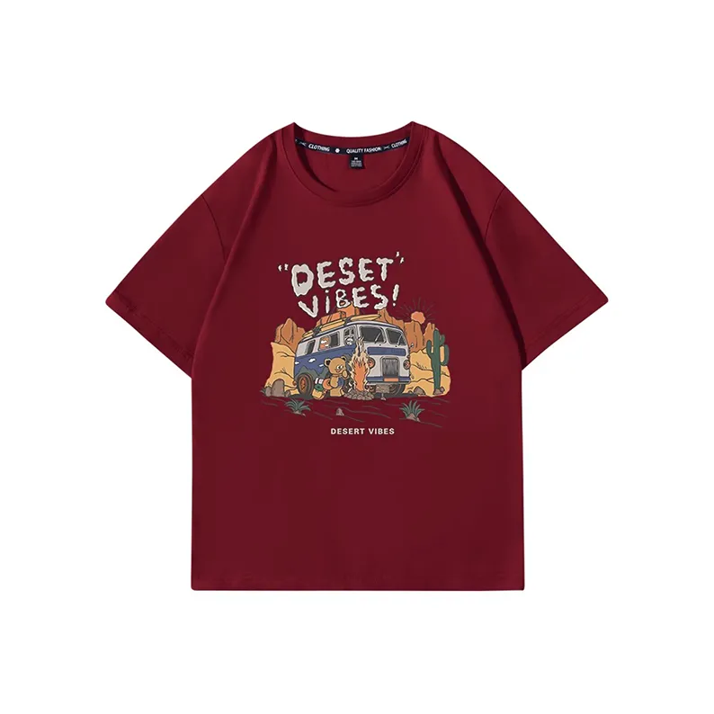 SUNSUNTOWN T-Shirts Unisex Burgundy-0
