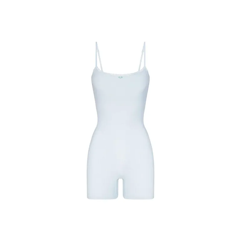 SKIMS Wedding Dress Series SOFT LOUNGE LACE ONESIE Jumpsuit Women's CELESTE/Sky Blue-0