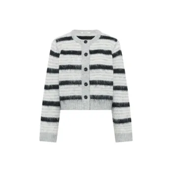 MEIYANG Knitwear Women's Black Gray Stripes