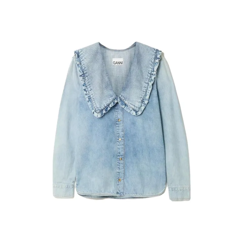 GANNI Shirts Women's Light Blue-0