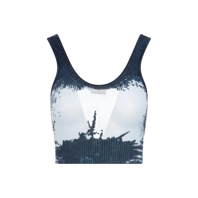 DIESEL Pattern Jacquard Ribbed Knitted Cropped Top-0