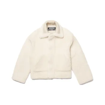 Jacquemus Oversized Shearling Coat Jackets Coats Women's Ecru