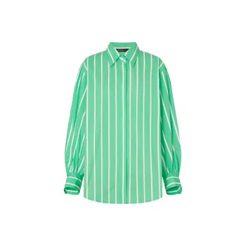 MO&CO Shirts Women's Green And White Stripes