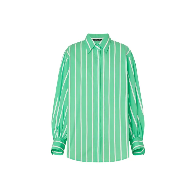 MO&CO Shirts Women's Green And White Stripes-0