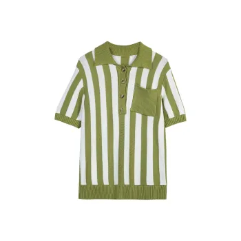 Omont Knitwear Women's Green White Stripes