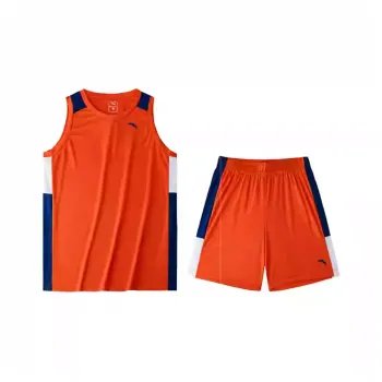 CHAOJIANTA Basketball Suit Men's Fluorescent Persimmon Red/Heaven Blue/Pure White
